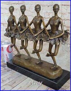 Art Deco Hand Made 4 Ballerina Ballet Bronze Figurine Marble Base Figure Statue