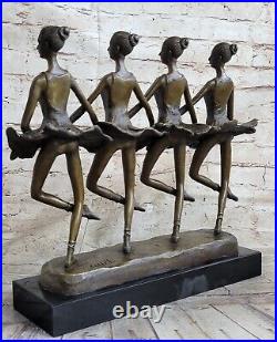 Art Deco Hand Made 4 Ballerina Ballet Bronze Figurine Marble Base Figure Statue