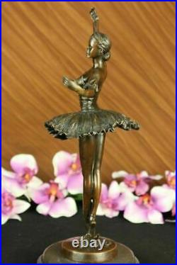 Art Deco Hand Made Ballerina Ballet Bronze Figurine Marble Base Figure Statue