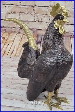 Art Deco Hand Made Extra Large Rooster Bronze Sculpture Hand Made Statue Art