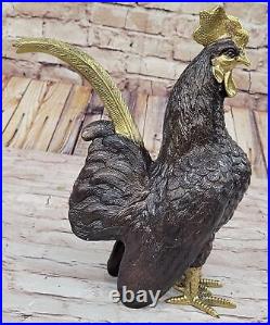 Art Deco Hand Made Extra Large Rooster Bronze Sculpture Hand Made Statue Art