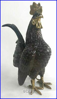 Art Deco Hand Made Extra Large Rooster Bronze Sculpture Hand Made Statue Sale