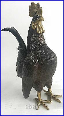 Art Deco Hand Made Extra Large Rooster Bronze Sculpture Hand Made Statue Sale