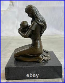 Art Deco Hand Made Mother and Newborn Baby Bronze Sculpture European Made Statue