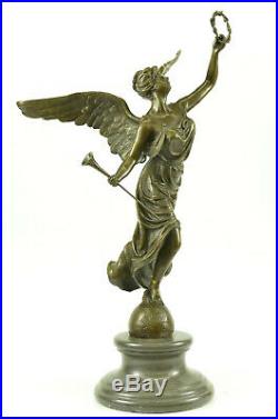 Art Deco Hand Made Nike Female Victory Angel Museum Quality Bronze Statue Decor