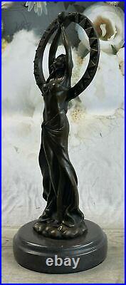 Art Deco Hand Made Semi Nude Female Elegant Bronze Sculpture Statue Figure Deal