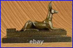 Art Deco Hand Made by Lost Wax Egypt Egyptian Dog Bronze Sculpture Statue Sale