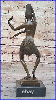 Art Deco Hot Cast Hand Made Marble Base Figurine Dancer Bronze Sculpture Statue