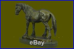 Art Deco Running Horse Hand Made Marble Base Sculpture Statue Bronze Deco BB