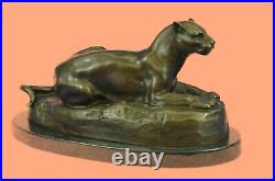Art Deco Sculpture Jaguar Panther Animal Bronze Statue Hand Made Figurine Deal