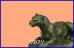 Art Deco Sculpture Jaguar Panther Animal Bronze Statue Hand Made Figurine Deal