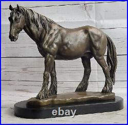 Art Deco Sculpture Running Horse Bronze Statue Hand Made Marble Base Sale