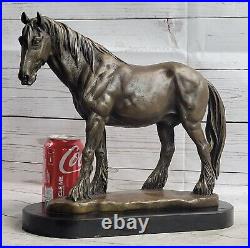 Art Deco Sculpture Running Horse Bronze Statue Hand Made Marble Base Sale