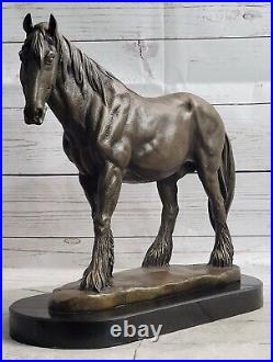 Art Deco Sculpture Running Horse Bronze Statue Hand Made Marble Base Sale