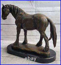 Art Deco Sculpture Running Horse Bronze Statue Hand Made Marble Base Sale