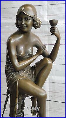 Art Deco Style Bronze Of A Girl On A Chair Hand Made with Sale NR