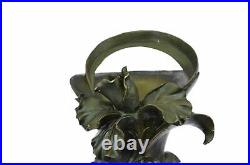 Art Nouveau Bronze Vase With Erotic Lady Ladies Nude Girl Statue Hand Made Deal