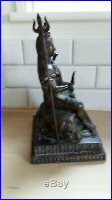 Asian bronze statue heavy well made item with staff in hand nice item