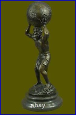 Atlas Holding World Greek Statue 100% Real Bronze by Lost wax Method Hand Made