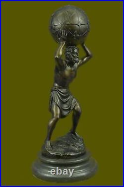 Atlas Holding World Greek Statue 100% Real Bronze by Lost wax Method Hand Made