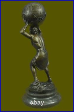 Atlas Holding World Greek Statue 100% Real Bronze by Lost wax Method Hand Made