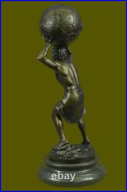 Atlas Holding World Greek Statue 100% Real Bronze by Lost wax Method Hand Made