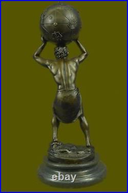 Atlas Holding World Greek Statue 100% Real Bronze by Lost wax Method Hand Made