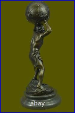 Atlas Holding World Greek Statue 100% Real Bronze by Lost wax Method Hand Made