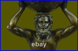 Atlas Holding World Greek Statue 100% Real Bronze by Lost wax Method Hand Made