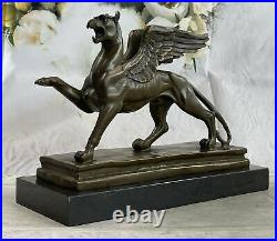 BIG Vintage Ornate Victorian gilt bronze figural dragon griffin Hand Made Figure
