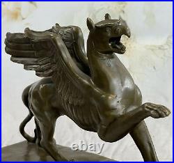 BIG Vintage Ornate Victorian gilt bronze figural dragon griffin Hand Made Figure