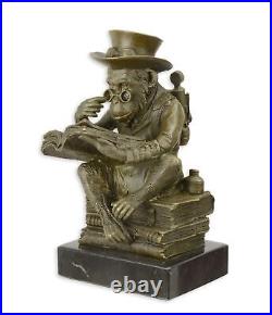 BRONZE FIGURE STATUE SCULPTURE Steampunk DARWINS MONKEY Marble Base DECORATIVE EJA0239.2