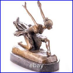 BRONZE FIGURE STATUE SCULPTURE ballerina MARBLE BASE ballet DANCE decorationJMA093