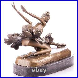 BRONZE FIGURE STATUE SCULPTURE ballerina MARBLE BASE ballet DANCE decorationJMA093