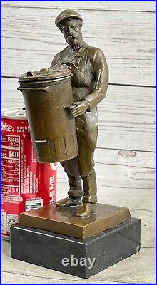 BRONZE FOUNDRY WORKER WithLARGE CAN HAND MADE SCULPTURE HOME DECORATION