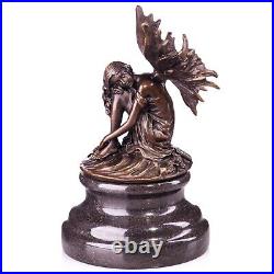 BRONZE Figure Elf MARBLE BASE Magic NATURE Decorative Statue FEE Sitting Elf JMA067