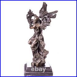 BRONZE SCULPTURE Angel with Cereal MARBLE BASE Figure DECORATION Statue JMA095.2