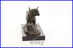 BRONZE SCULPTURE BULL FIGURE MARBLE BASE BULL decoration statue bronze EJA0013.1