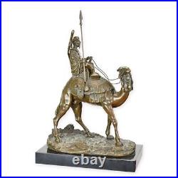 BRONZE SCULPTURE DROMEDARY WITH RIDER STATUE CAMEL AND RIDER marble base EJA0627