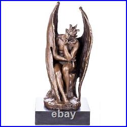 BRONZE SCULPTURE Devil MARBLE BASE Decoration SATAN Statue MEPHISTO Lucifer