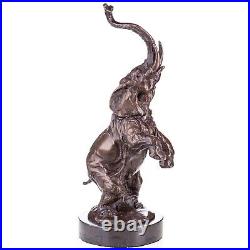 BRONZE SCULPTURE ELEPHANT MARBLE BASE Decoration STATUE Bronze ANIMAL Figure