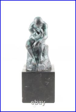 BRONZE SCULPTURE MARBLE BASE of the Thinker THE THINKER Statue FIGURE Green EJA81