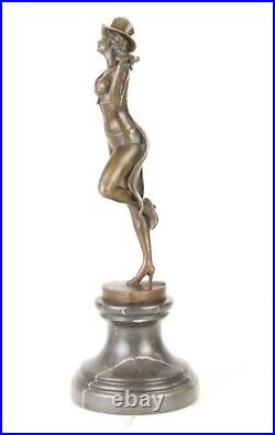 BRONZE SCULPTURE OF AN Imagination DANCER Marble Base Statue Figure EJA0132