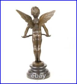 BRONZE SCULPTURE angel VICI marble base statue figure DECORATION antique EJA0827.1