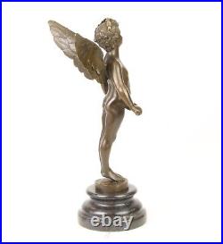 BRONZE SCULPTURE angel VICI marble base statue figure DECORATION antique EJA0827.1