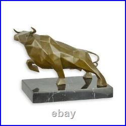 BRONZE SCULPTURE bull on marble base bull decoration statue bronze EJA0157.1