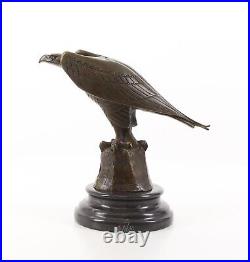 BRONZE SCULPTURE eagle MARBLE BASE decoration STATUE figure EAGLE bird EJA0141