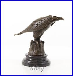 BRONZE SCULPTURE eagle MARBLE BASE decoration STATUE figure EAGLE bird EJA0141