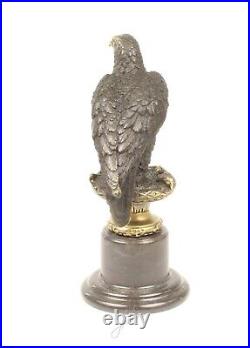 BRONZE SCULPTURE eagle MARBLE BASE figure STATUE decoration EAGLE bird EJA0333.2