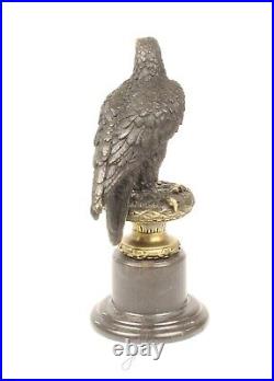 BRONZE SCULPTURE eagle MARBLE BASE figure STATUE decoration EAGLE bird EJA0333.2